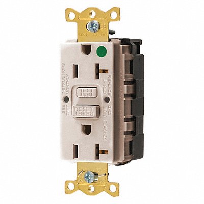 HUBBELL GFRST83SNAPLA Receptacle Light Almond 20 A GFCI 2P3W Back 1PK