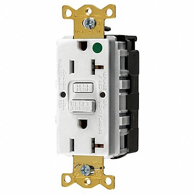 HUBBELL SNAPGF83W GFCI Receptacle Hospital Wht 20A 1 HP