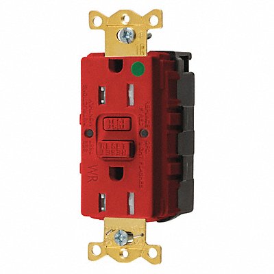 HUBBELL SNAPGFTW82R GFCI Receptacle Hospital Red 15A 0.5 HP