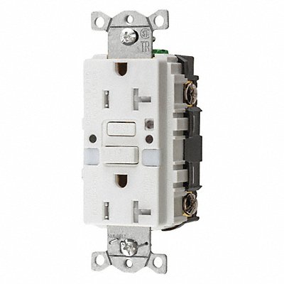 HUBBELL GFTRST20WNL Receptacle White 20 A GFCI 2P3W Back Side 1PK