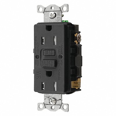 HUBBELL GFRTW15BLK GFCI Receptacle 15A 125VAC 5-15R Black