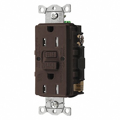 HUBBELL GFTWRST15 Recept Brown 15 A GFCI 2P3W Bk Sd 1PK