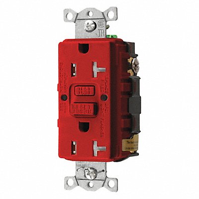 HUBBELL GFTRST20R Receptacle Red 20 A GFCI 2P3W Back Side 1PK