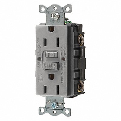 HUBBELL GFRWR15GRY GFCI Receptacle Commer. Gr 15A 0.5 HP
