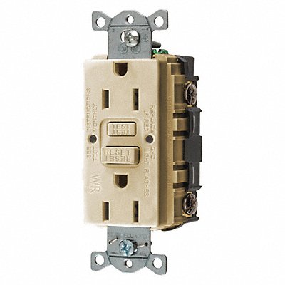 HUBBELL GFRWR15I GFCI Receptacle Commer. Ivry 15A 0.5 HP