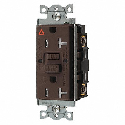 HUBBELL GFTWRST20IG Receptacle Brown 20 A GFCI 2P3W Bk Sd 1PK