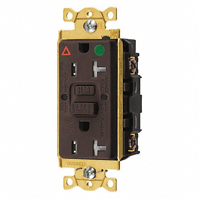 HUBBELL GFTWRST83IG Receptacle Brown 20 A GFCI 2P3W Bk Sd 1PK