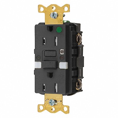HUBBELL GFTRST82BKNL Recept Blk 15 A GFCI 2P3W Back Side 1PK