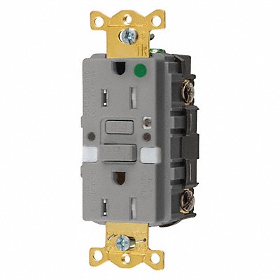 HUBBELL GFTRST82GYNL Recept Grey 15 A GFCI 2P3W Bk Sd 1PK