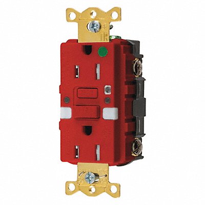 HUBBELL GFTRST82RNL GFCI Receptacle Hospital Red 15A 0.5 HP