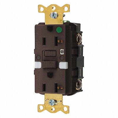 HUBBELL GFTRST83NL Receptacle Brown 20 A GFCI 2P3W Bk Sd 1PK
