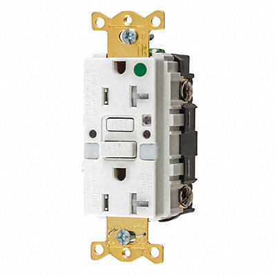 HUBBELL GFTRST83WNL Receptacle White 20 A GFCI 2P3W Back Side 1PK