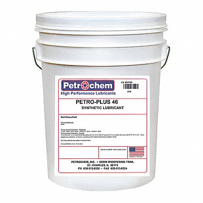 PETROCHEM PETROPLUS46005 Compressor Oil 5 gal Pail 15 SAE Grade