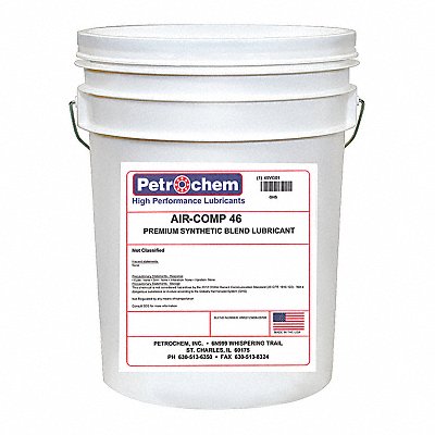 PETROCHEM AIRCOMP46005 Compressor Oil 5 gal Pail 15 SAE Grade
