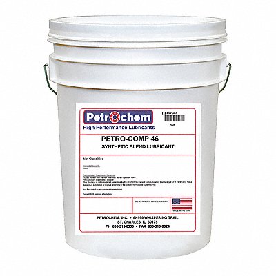PETROCHEM PETROCOMP46005 Compressor Oil 5 gal Pail 15 SAE Grade
