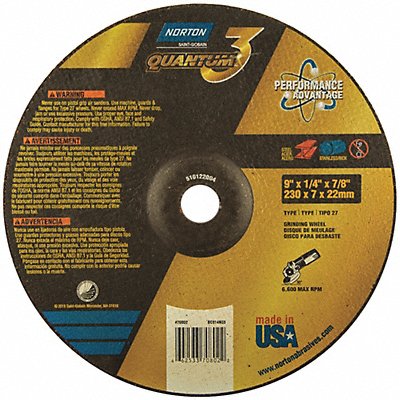 NORTON 66253370802 Depressed Grinding Wheel 7/8 CN Unthreaded Hole