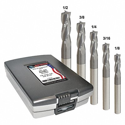 GRAINGER 205888882 End Mill Set 5 pc Square Carbide