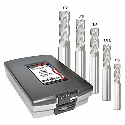 GRAINGER 206888881 End Mill Set 5 pc Square Carbide