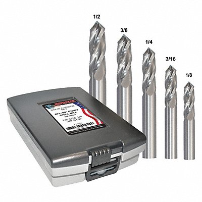 GRAINGER 208888841 Drill Mil Set 5pc Carbide Bright