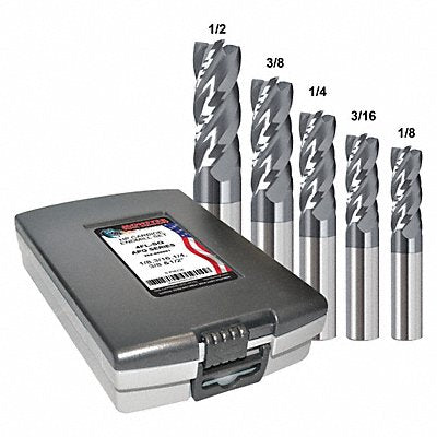 GRAINGER 284888882 End Mill Set 5 pc Square Carbide