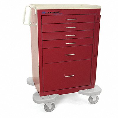 LAKESIDE C6302B1RSPL Medical Cart Red Cabinet