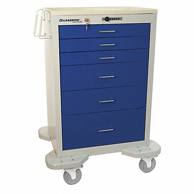 LAKESIDE C630P2B Medical Prcedure Cart 6Drawers Grey/Blue