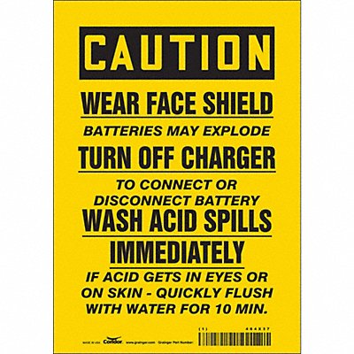 CONDOR 464X37 Safety Sign 10 inx7 in Vinyl