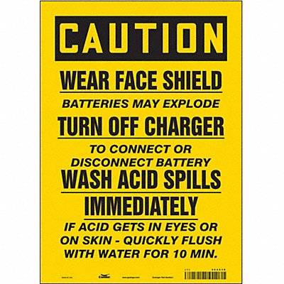 CONDOR 464X38 Safety Sign 14 inx10 in Vinyl