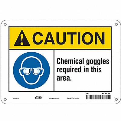 CONDOR 464X84 Safety Sign 7 in x 10 in Polyethylene