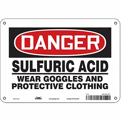 CONDOR 464Y27 Safety Sign 7 in x 10 in Polyethylene