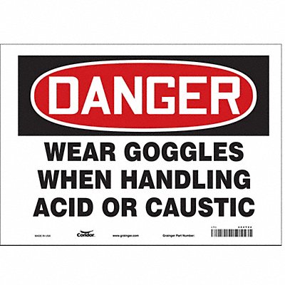CONDOR 464Y44 Safety Sign 10 in x 14 in Vinyl