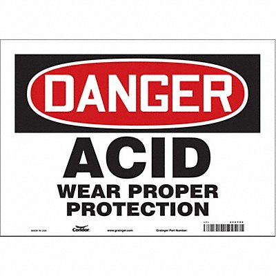 CONDOR 464Y50 Safety Sign 10 in x 14 in Vinyl