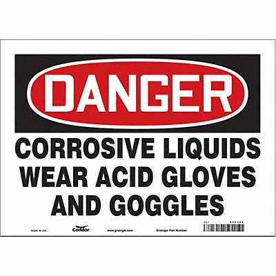 CONDOR 464Y68 Safety Sign 10 in x 14 in Vinyl