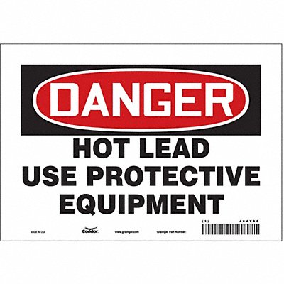 CONDOR 464Y96 Safety Sign 7 in x 10 in Vinyl