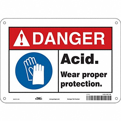 CONDOR 464Z38 Safety Sign 7 in x 10 in Polyethylene
