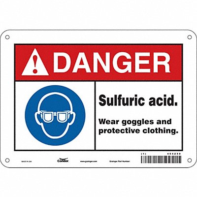 CONDOR 464Z50 Safety Sign 7 in x 10 in Polyethylene
