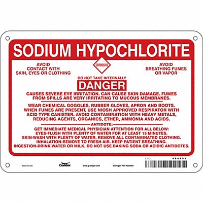 CONDOR 464Z91 Safety Sign 7 in x 10 in Aluminum
