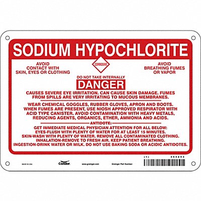 CONDOR 464Z93 Safety Sign 7 inx10 in Polyethylene