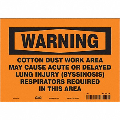 CONDOR 465A16 Safety Sign 7 in x 10 in Vinyl