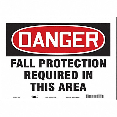 CONDOR 465A43 Safety Sign 10 in x 14 in Vinyl