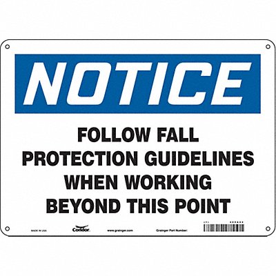 CONDOR 465A44 Safety Sign 10 inx14 in Aluminum