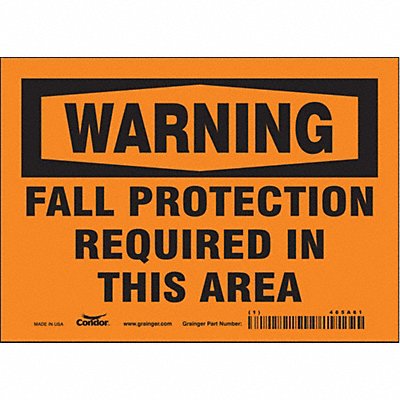 CONDOR 465A61 Safety Sign 5 in x 7 in Vinyl