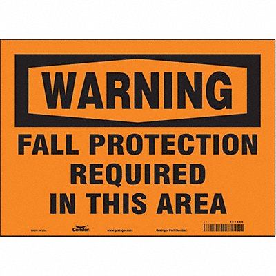 CONDOR 465A66 Safety Sign 10 in x 14 in Vinyl