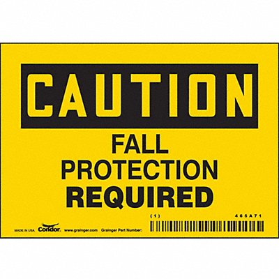 CONDOR 465A71 Safety Sign 3.5in x 5in Vinyl