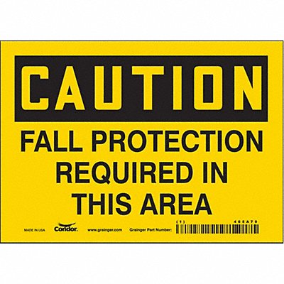 CONDOR 465A79 Safety Sign 5 in x 7 in Vinyl