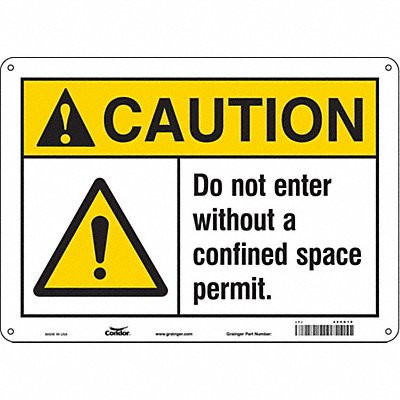 CONDOR 465G10 Safety Sign 10 inx14 in Aluminum