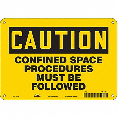 CONDOR 465G73 Safety Sign 7 in x 10 in Aluminum