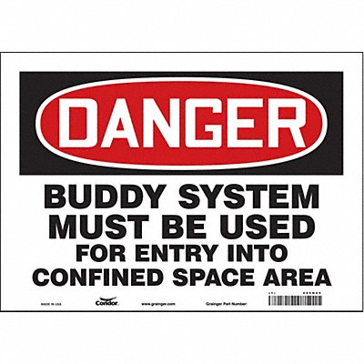 CONDOR 465H45 Safety Sign 10 inx14 in Vinyl