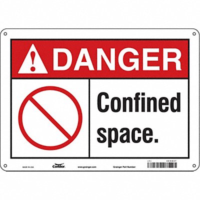 CONDOR 465H47 Safety Sign 10 inx14 in Aluminum
