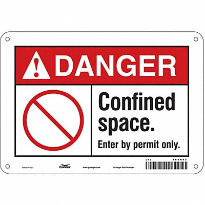 CONDOR 465H62 J8721 Safety Sign 7 in x 10 in Aluminum